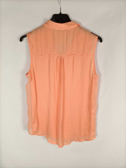 BERSHKA.Blusa fluida salmón T.m