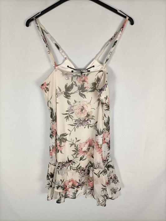 BERSHKA.Vestido beige tirantes T.m