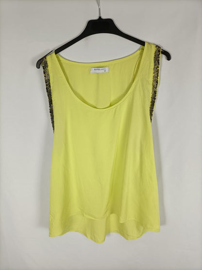 BLANCO.Top amarillo abalorios T.m