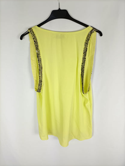 BLANCO.Top amarillo abalorios T.m