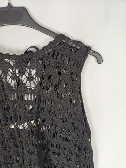 ZARA.Top negro croché T.m