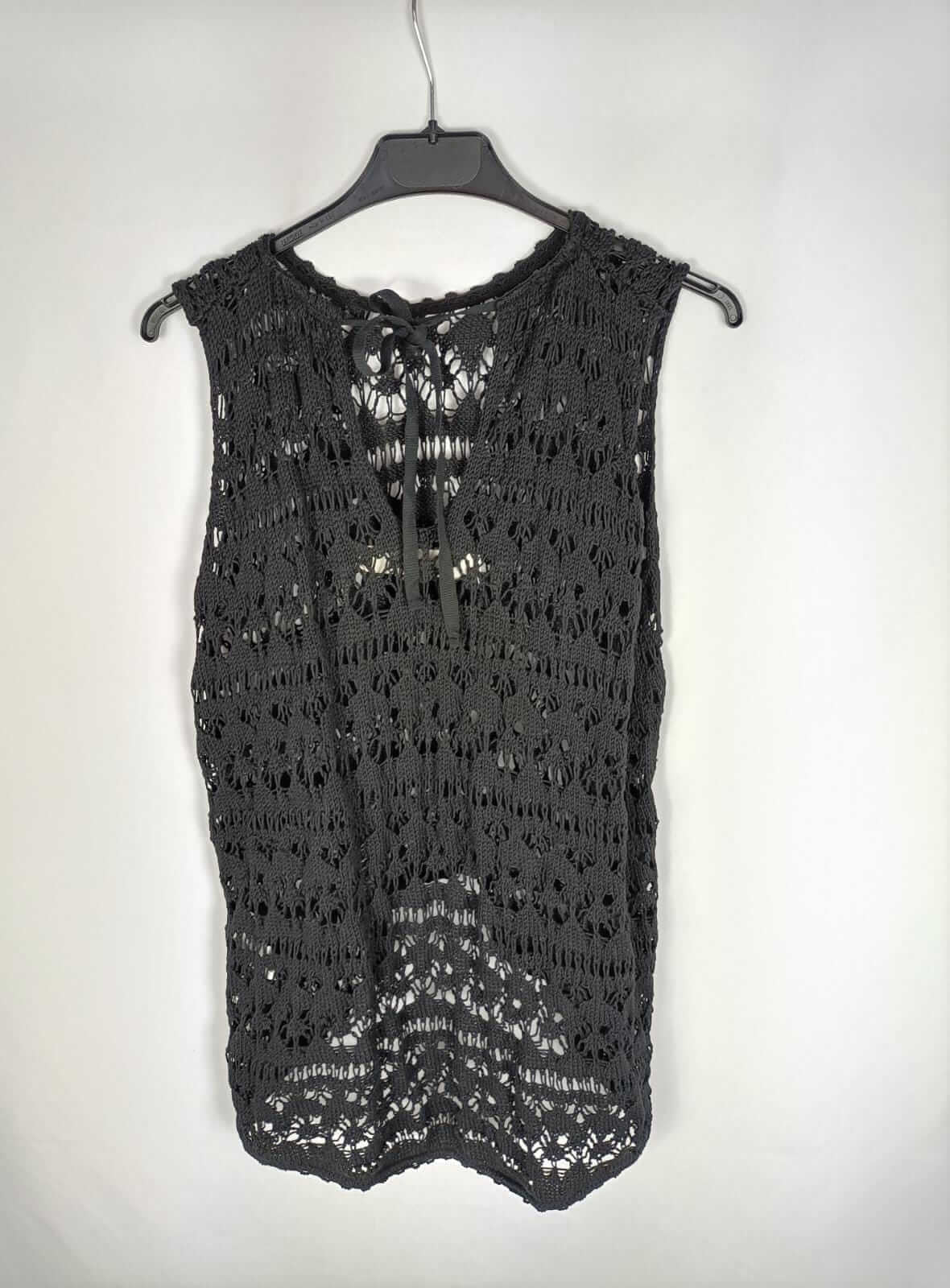 ZARA.Top negro croché T.m