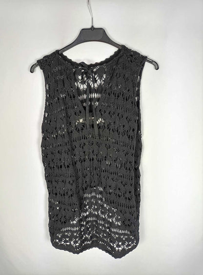 ZARA.Top negro croché T.m