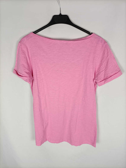 PULL&BEAR.Camiseta básica rosa T.L