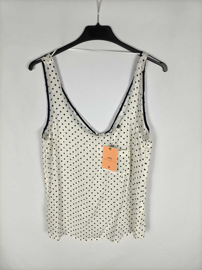 BERSHKA.Top beige lunares T.L