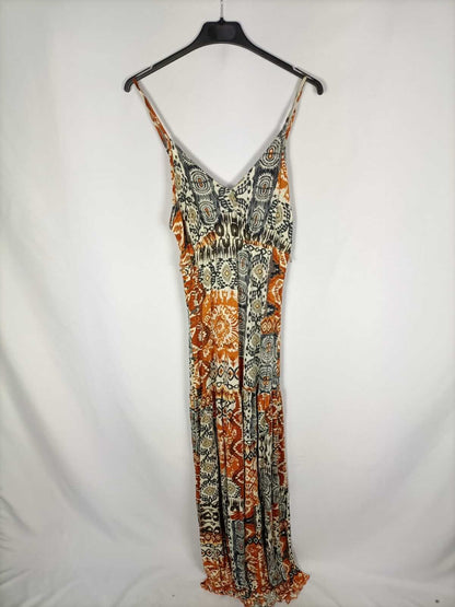 EASY WEAR.Vestido largo estampado T.40