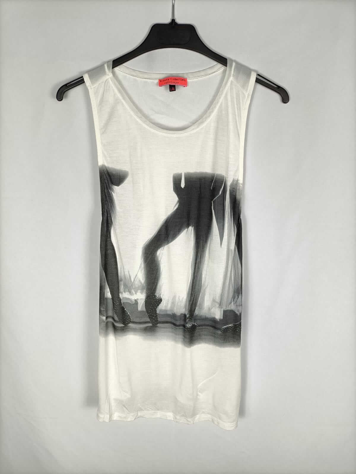 BERSHKA. Double textured TL drawing T-shirt