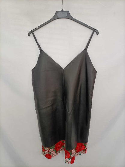 ZARA.Vestido polipiel encaje T.s