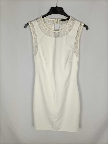 ZARA.Vestido blanco roto ajustado T.m
