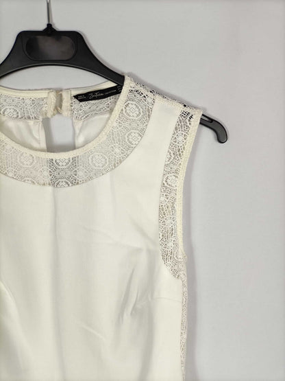 ZARA.Vestido blanco roto ajustado T.m