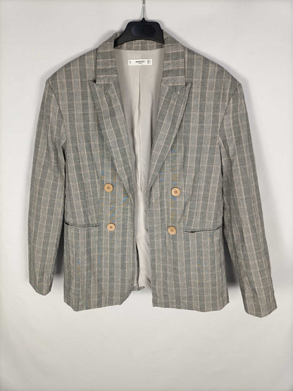 MANGO. Blazer cuadros grises T.l