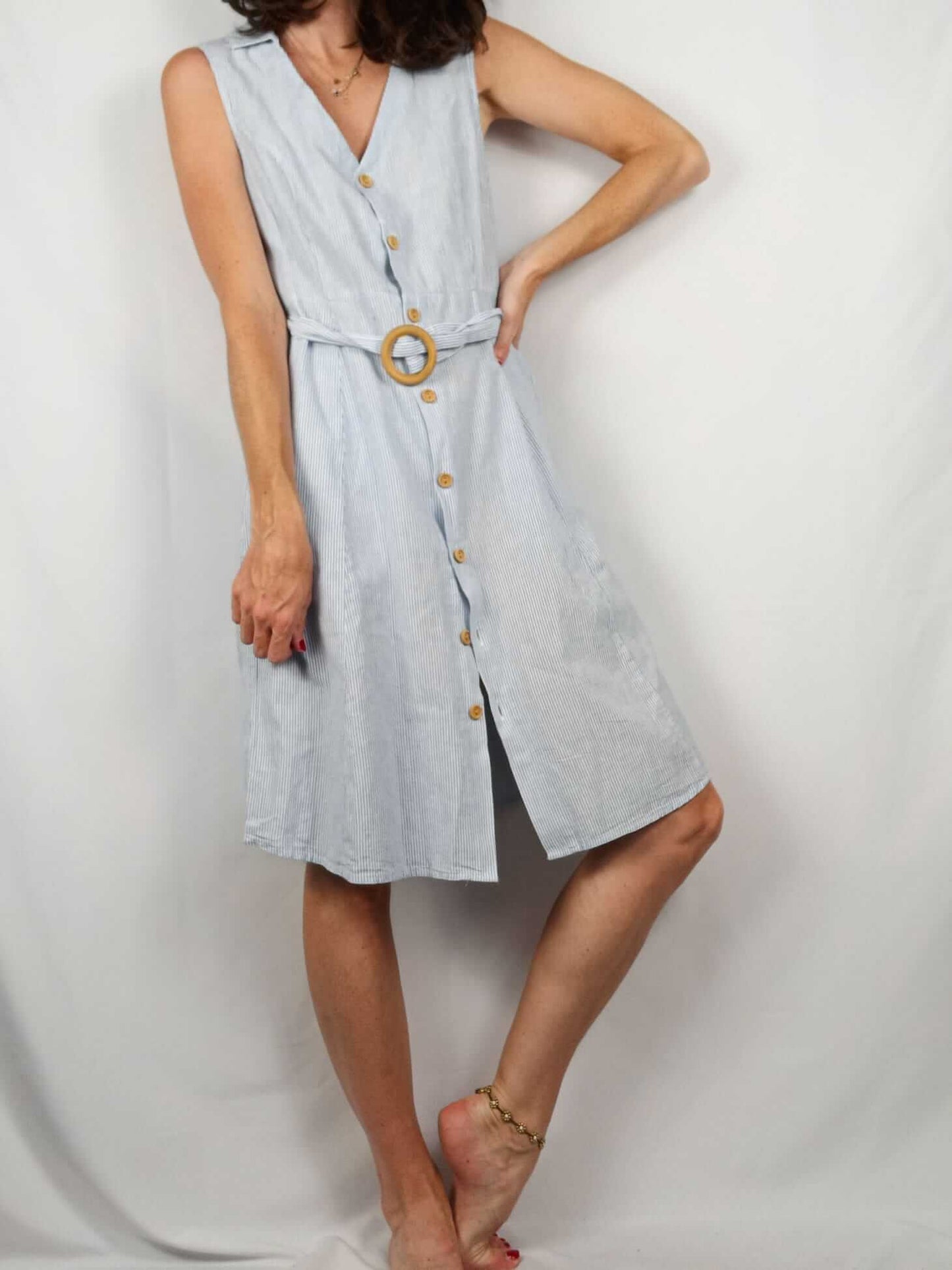 MANGO. Vestido rayas azules T.xs