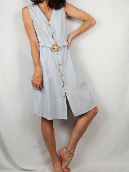 MANGO. Vestido rayas azules T.xs