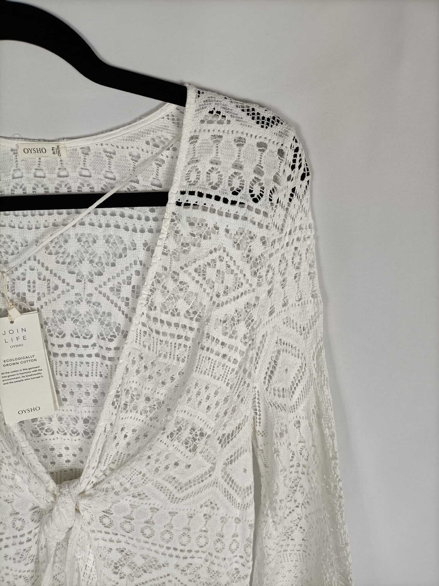 OYSHO. Chaqueta encaje blanco T.s/m