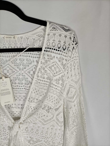 OYSHO. Chaqueta encaje blanco T.s/m