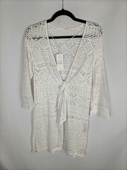 OYSHO. Chaqueta encaje blanco T.s/m