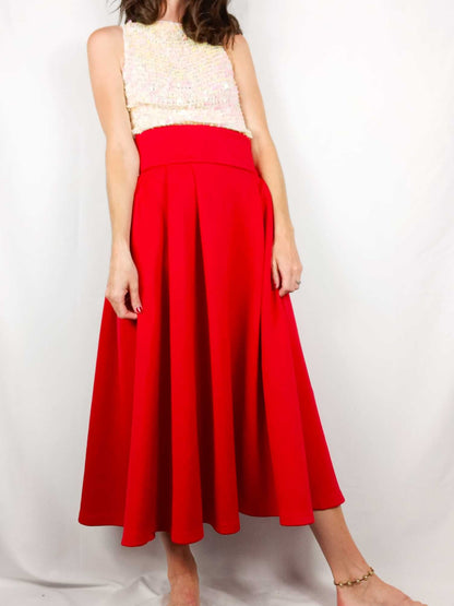 SHEIN. Red midi skirt Tl