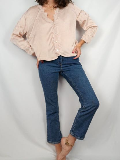 OTRAS.Blusa rosa raso encaje TU (s/m)