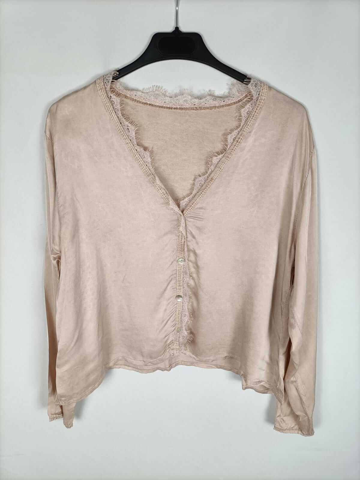 OTRAS.Blusa rosa raso encaje TU (s/m)