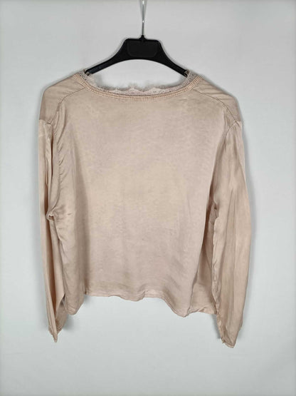 OTRAS.Blusa rosa raso encaje TU (s/m)