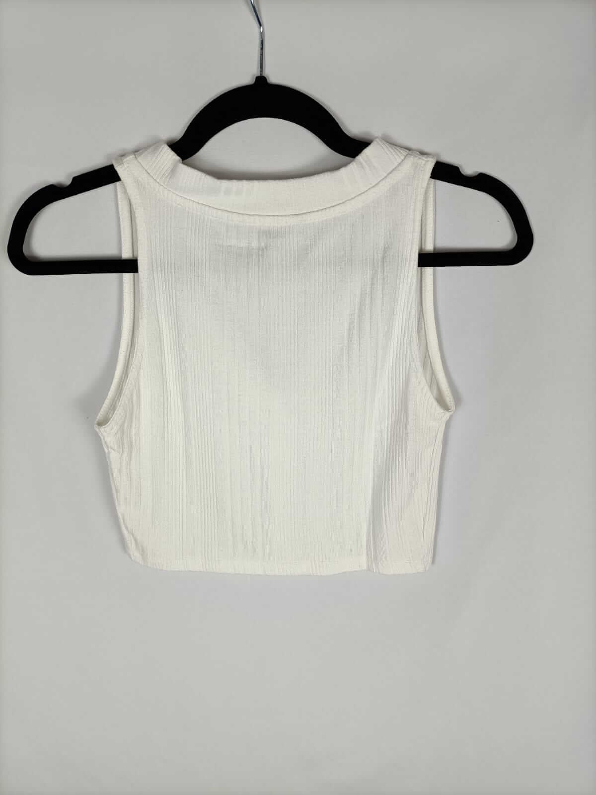 STRADIVARIUS.Top blanco punto canalé T.m