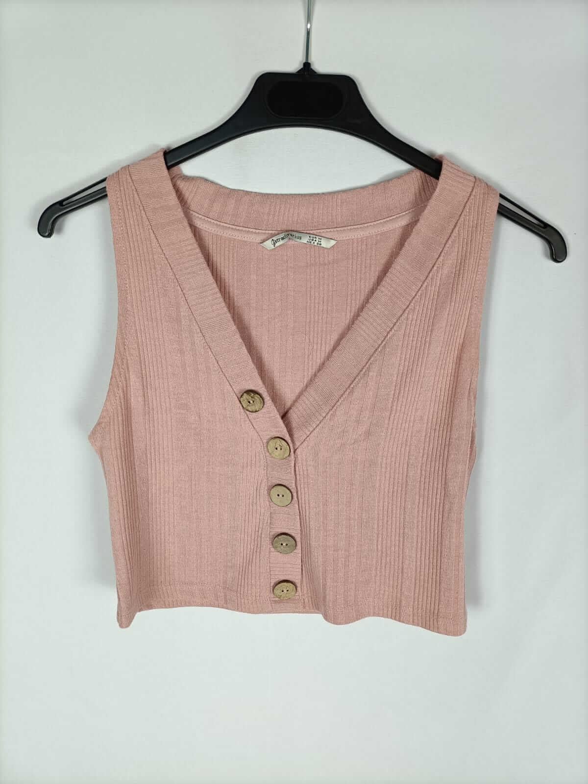 STRADIVARIUS.Top rosita punto canalé T.m