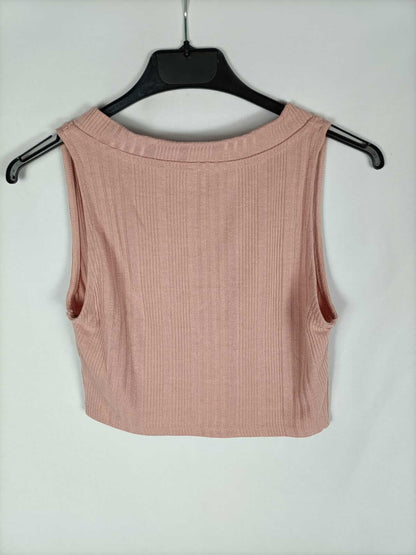 STRADIVARIUS.Top rosita punto canalé T.m