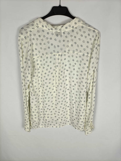 PULL&BEAR.Blusa beige fluida conchas T.s