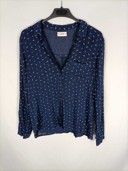 PULL&BEAR.Blusa azul nudos T.s