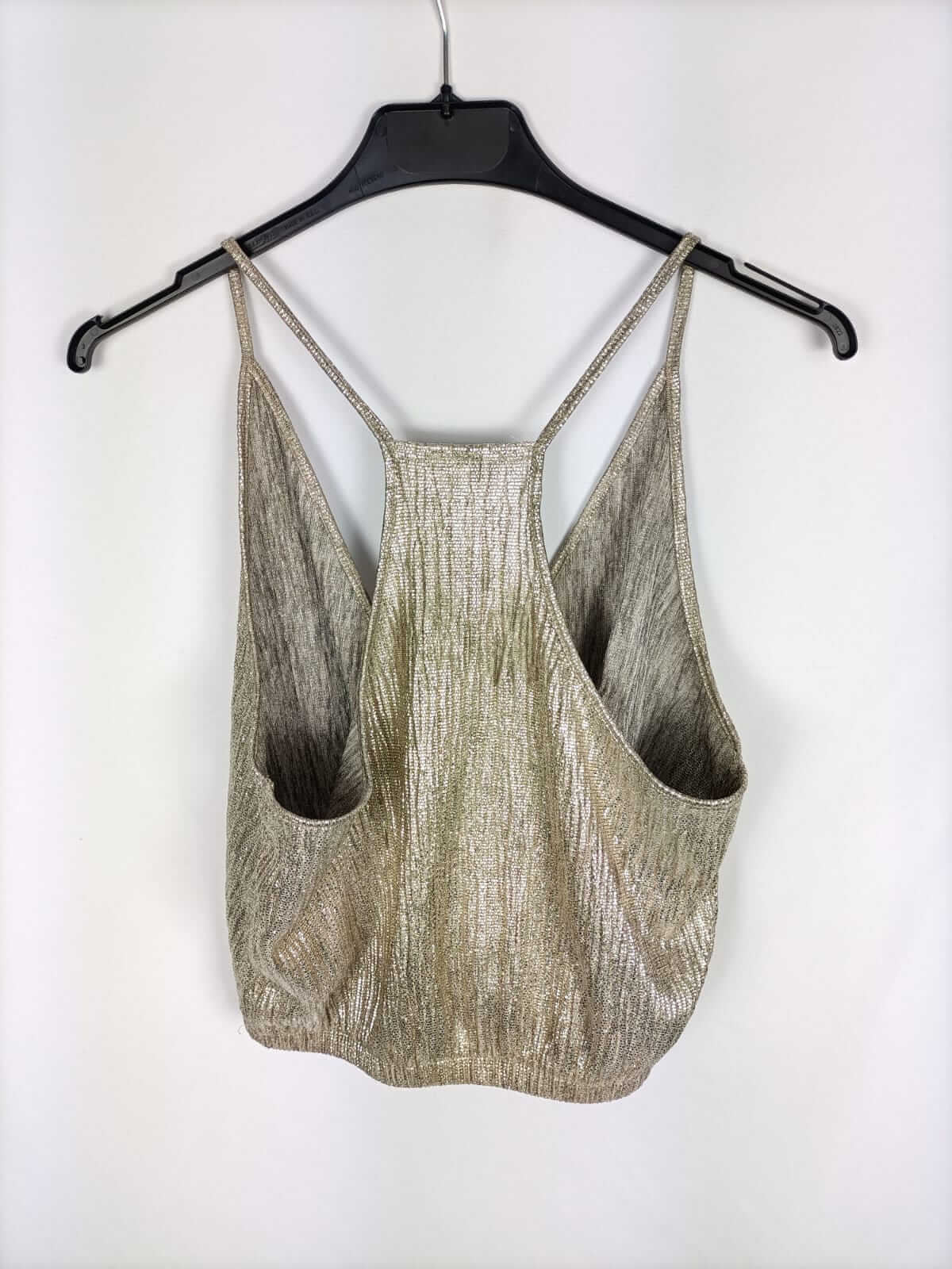 ZARA.Top dorado escote cruzado T.s