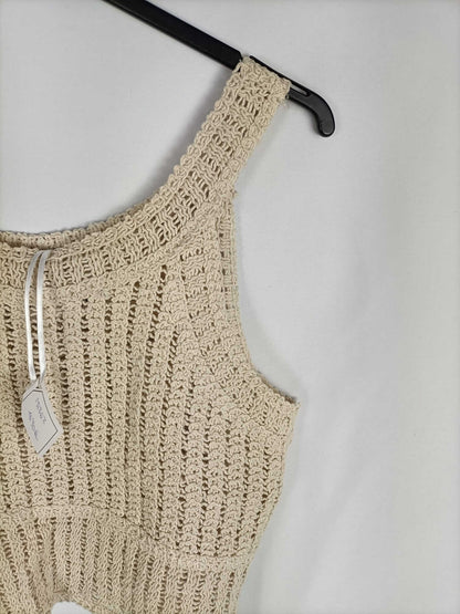 MUSE.Top beige cortito croché TU (s/m)