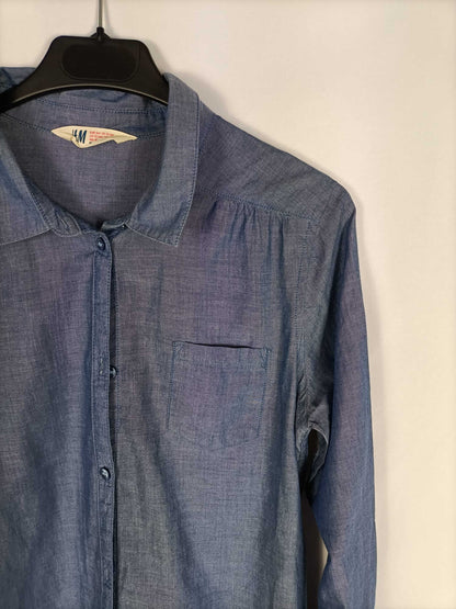 H&M.Camisa azul fluida T.M/L