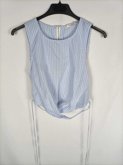 PULL&amp;BEAR. Striped crossover crop top Ts