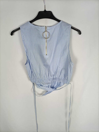 PULL&amp;BEAR. Striped crossover crop top Ts