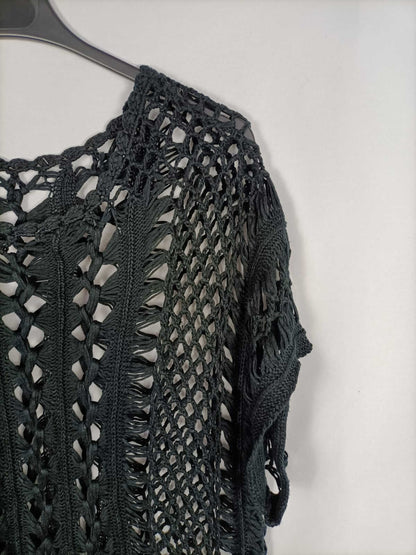 OTRAS.Top negro troquelado flecos TU (m)