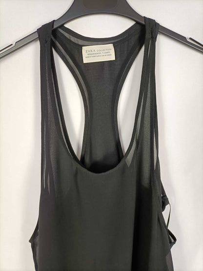 ZARA.Top doble capa negro T.m