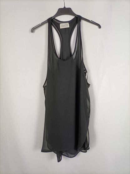 ZARA.Top doble capa negro T.m