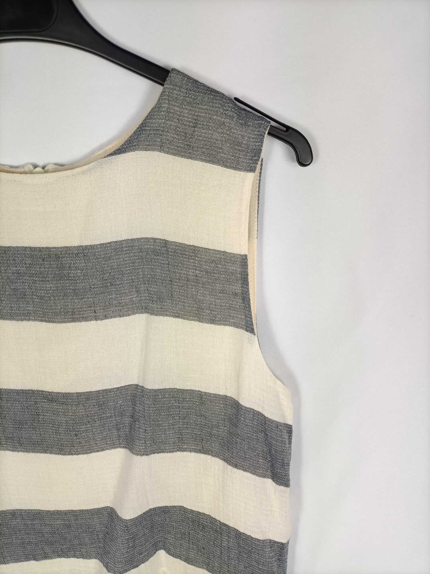 MANGO.Top rayas beige y gris T.s