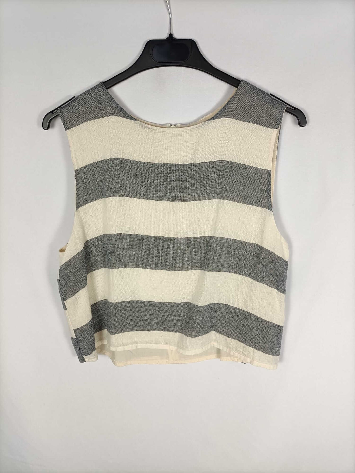 MANGO.Top rayas beige y gris T.s