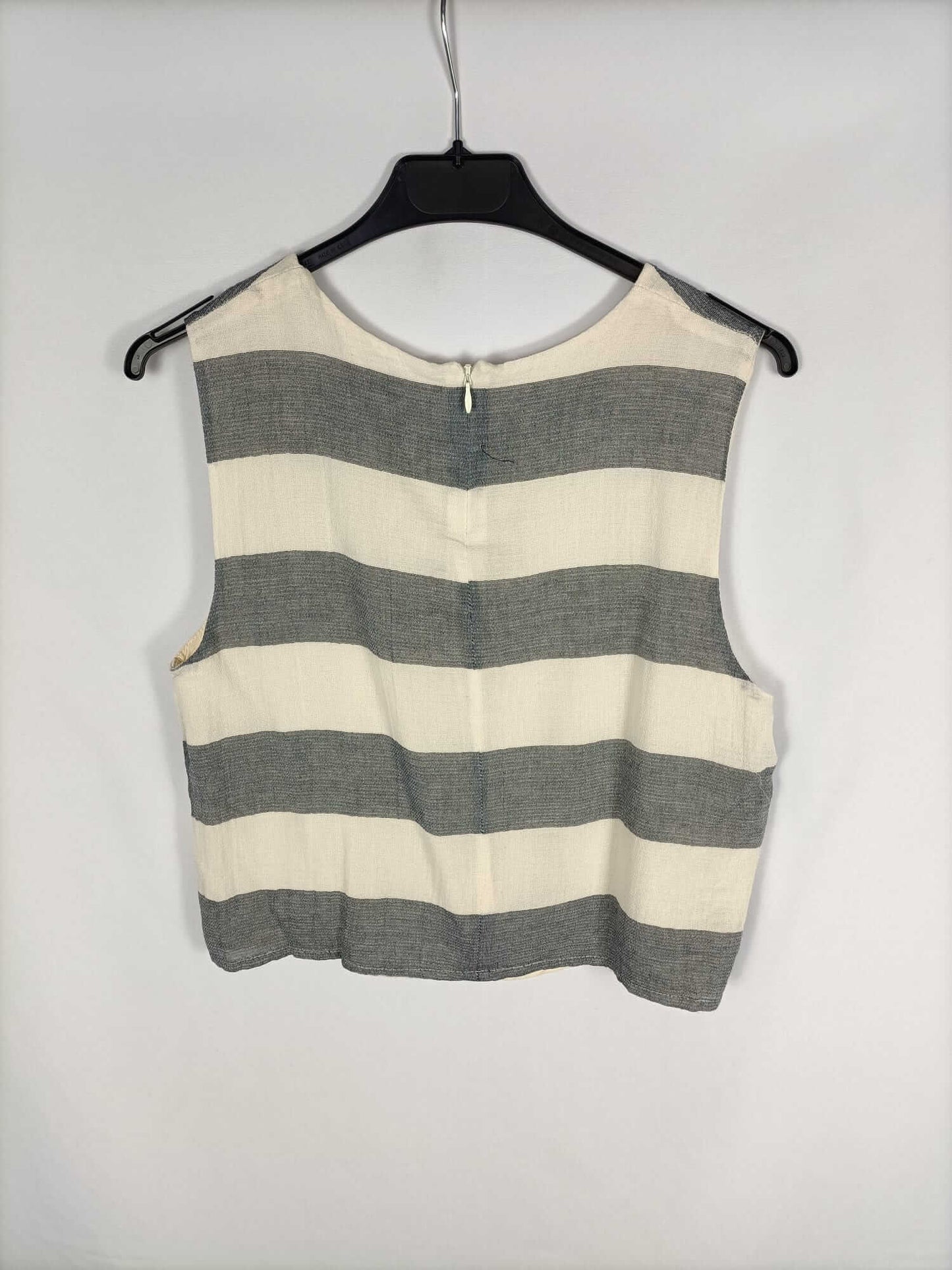 MANGO.Top rayas beige y gris T.s