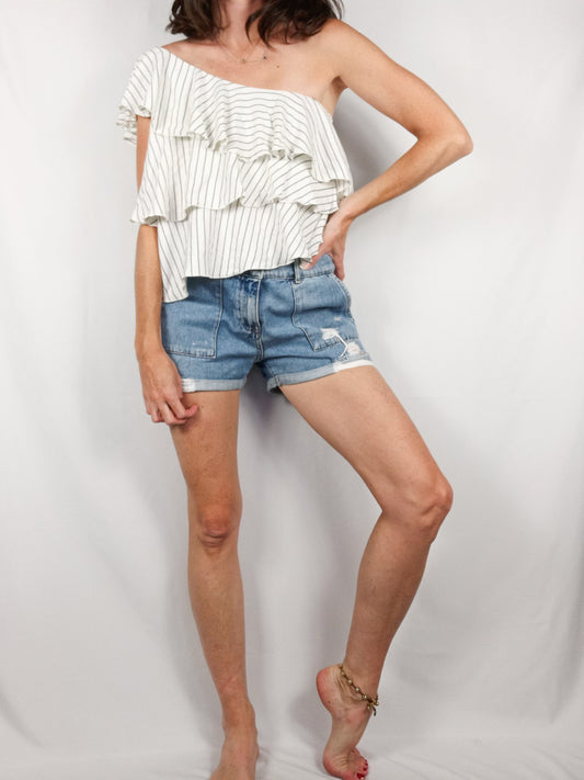 MANGO.Top rayas asimétrico T.s