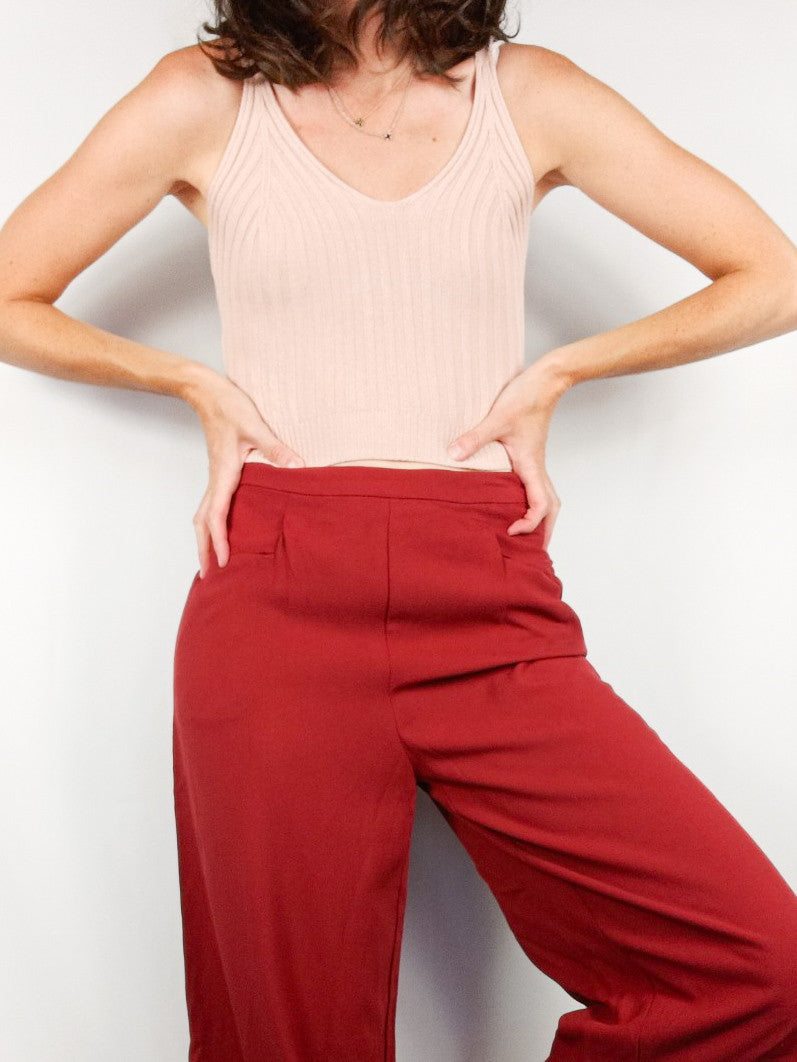 OTRAS.Top elástico punto canalé rosita TU (S)