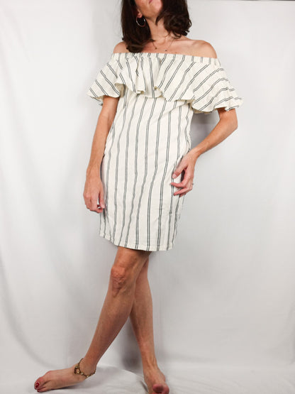 MANGO.Vestido corto beige T.xs