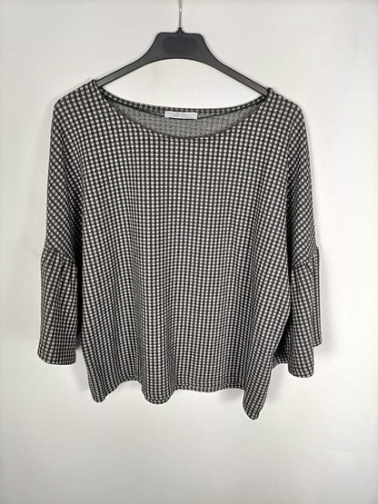 ZARA.Top cuadros gris y negro T.m