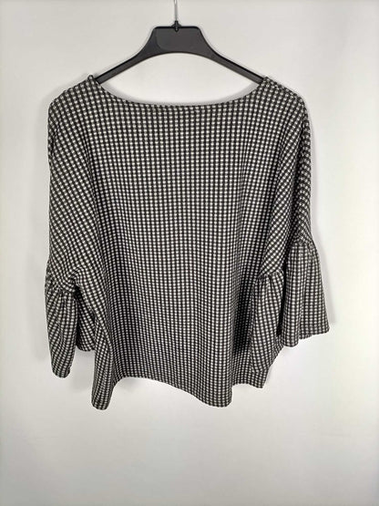 ZARA.Top cuadros gris y negro T.m