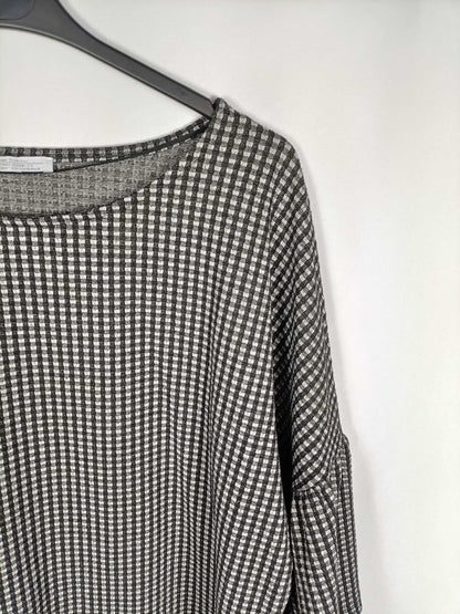 ZARA.Top cuadros gris y negro T.m
