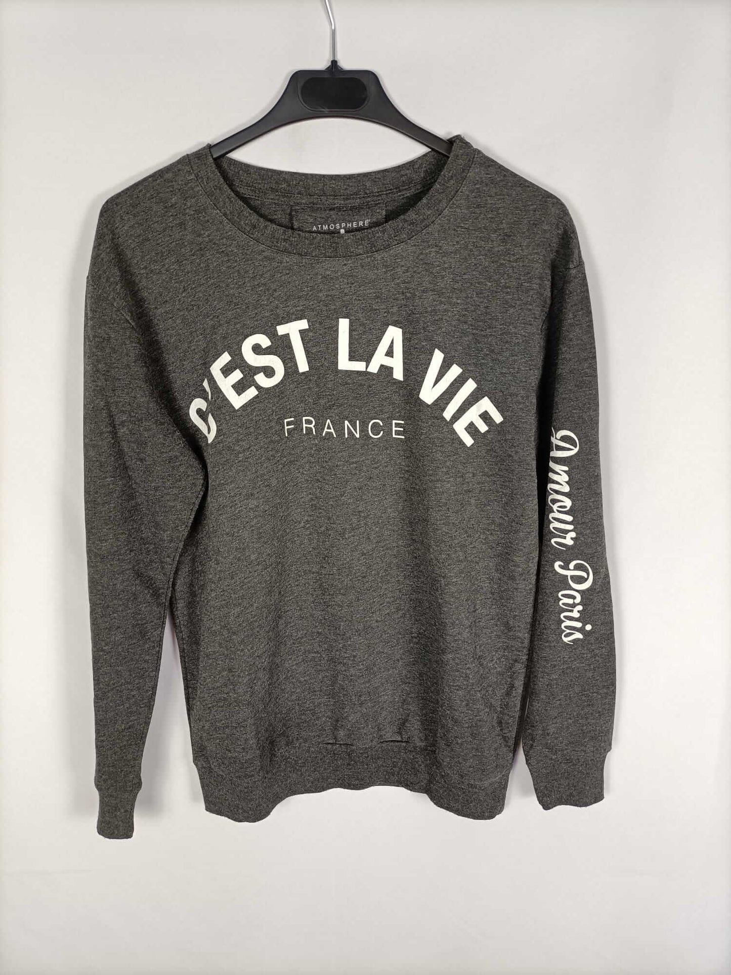 PRIMARK.Sudadera gris letras T.36