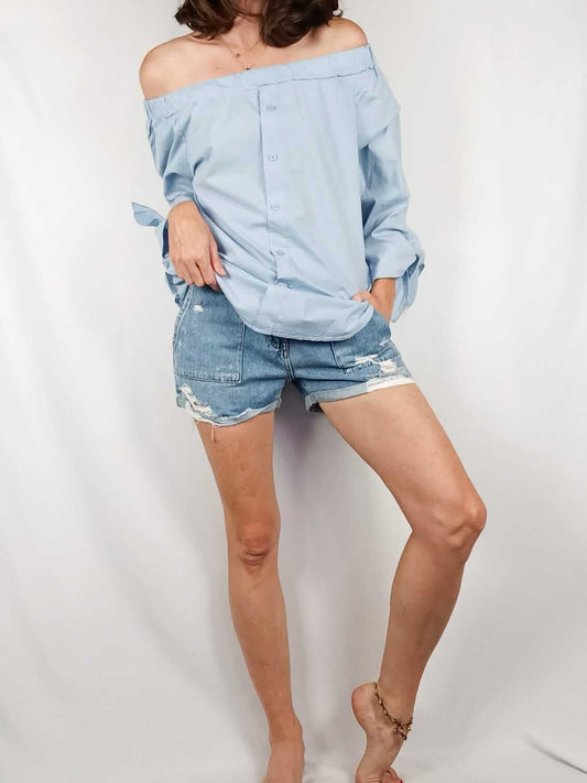 OTRAS.Top cuello barco azul TU (S/M)