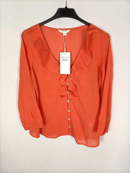 SPRINGFIELD. Orange blouse with ruffles S.36