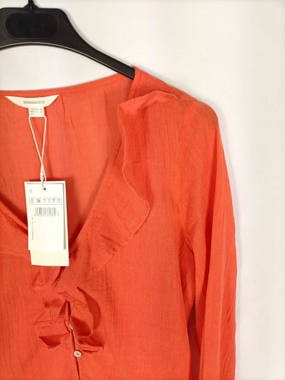 SPRINGFIELD. Orange blouse with ruffles S.36